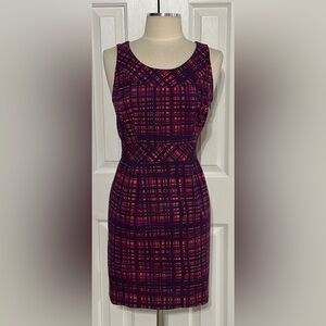 Merona Sleeveless Purple Plaid Sheath Dress Size 8